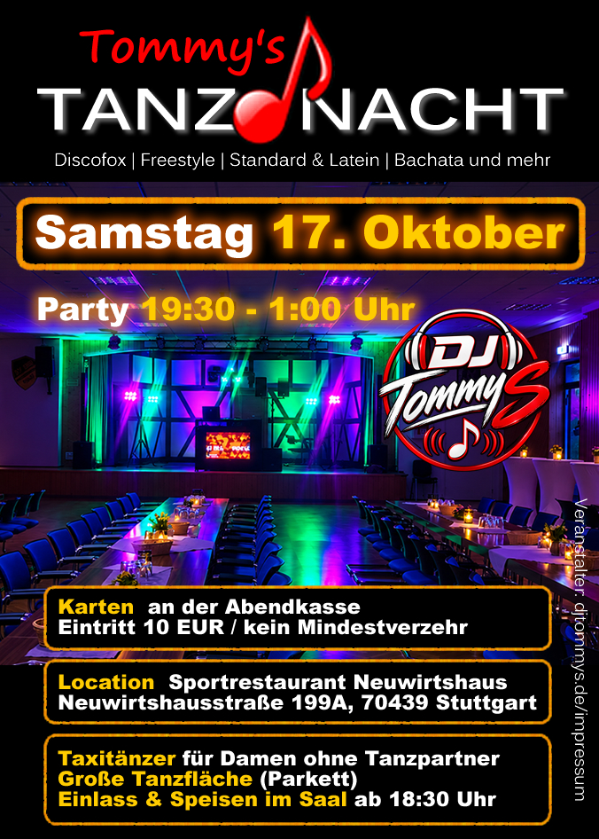 Discofox tanzen Stuttgart bei Tommy's Tanznacht