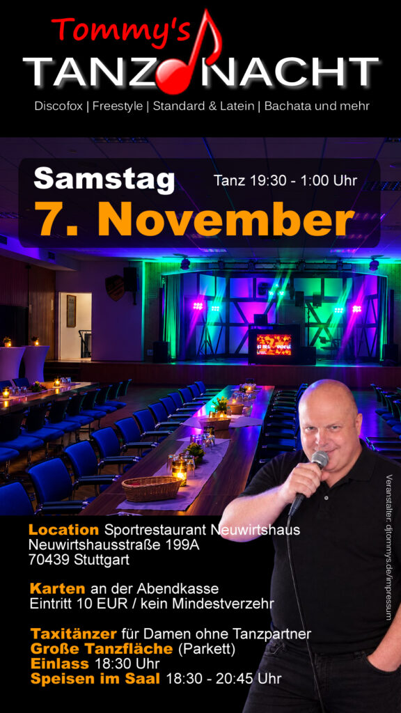 Tommys Tanznacht 7. November in Stuttgart Neuwirtshaus
